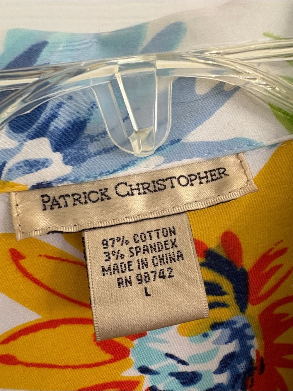 Patrick Christopher Colorful Blue Floral Cotton Stretch Jacket Womens Large - Picture 2 of 5